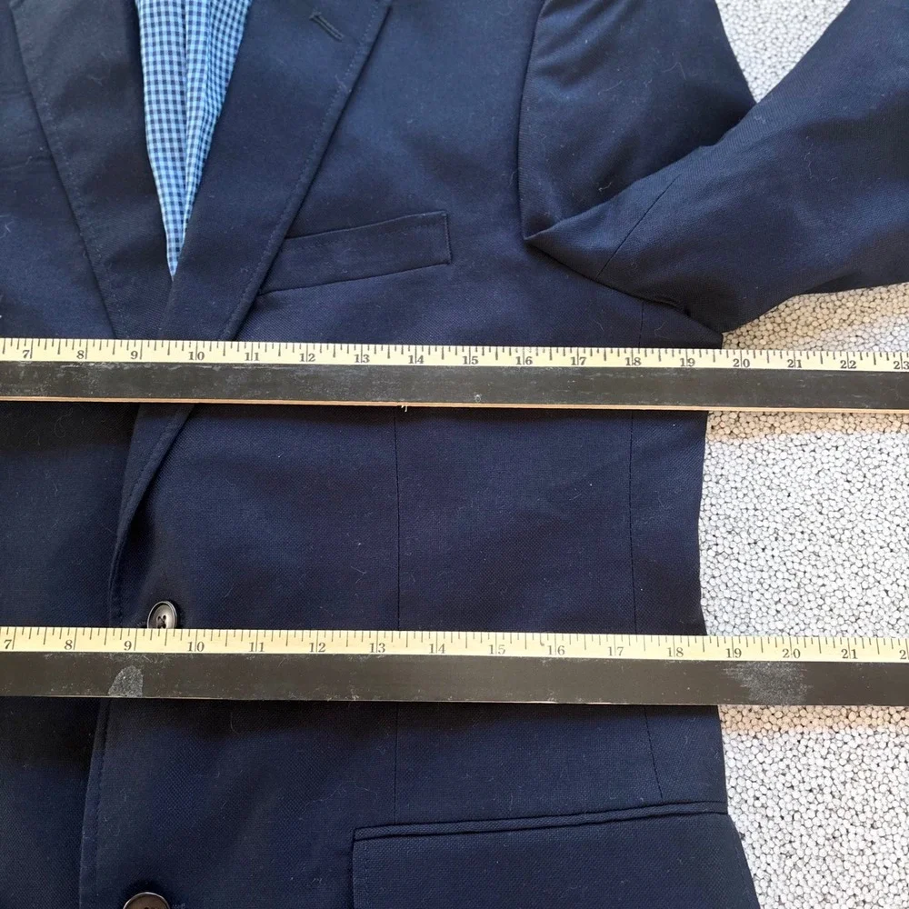 Saddlebred Blazer Mens 38R Navy Blue Cotton Two Button Gingham Preppy Academia